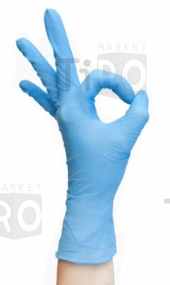 Перчатки нитрил-виниловые Ультрасофт неопудренные, голубые р-р 9 М цена за 50 пар