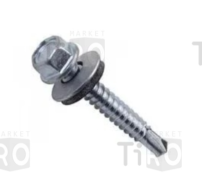 Саморез 028Е-55-19 со сверлом, прокладка (EPDM), покрытие цинк 5,5*19 (100шт.) Саморез 028Е-55-19 со сверлом, прокладка (EPDM), покрытие цинк 5,5*19 (100шт.)