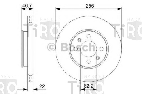 Диск перед. тормоза (к-т 2шт.) 0986479367 \517121G000\BOSCH HYUNDAI SOLARIS ,ACCENT ,KIA RIO (AMD BD5151)  (TRW. DF4839)