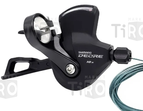 Шифтер Shimano Deore, M4100, правый, 10 скоростей, без индикатора, трос 2050мм, черный, без упаковки