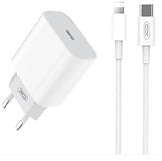 Сетевое зарядное устройство XO L129 USB-C (20W) + кабель Apple 1м, цвет белый