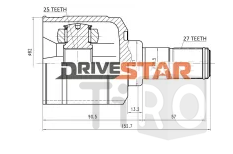 Шрус внутренний левый Drivestar IC-KH0008-FL, 25x41x27 Шрус внутренний левый Drivestar IC-KH0008-FL, 25x41x27
