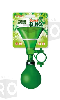 Клаксон Trix Super Dino 13369 детский, один рожок, пластик/резина, прозрачный-зеленый