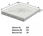 Фильтр салона Goodwill AG 564 CF, 80292SFY003, Honda Accord, Civic (VIC. AC-806, AC-881) (CU2358)