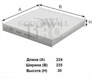 Фильтр салона Goodwill AG 564 CF, 80292SFY003, Honda Accord, Civic (VIC. AC-806, AC-881) (CU2358)