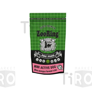 Корм для собак ЗооРинг Mini Active Dog, Мясо молодых бычков-рис, 2кг