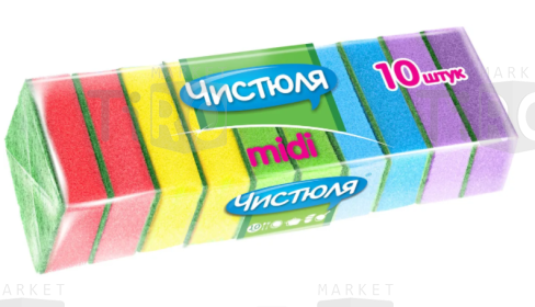 Губка Чистюля Комфорт поролоновые с абразивом 10 штук
