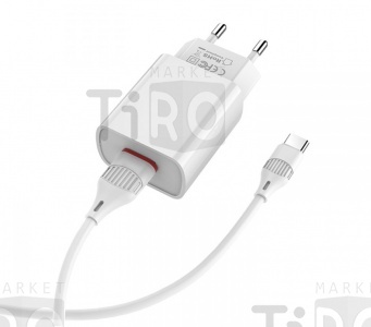 Сетевое зарядное устройство BOROFONE BA20A, 1USB+кабель Type-C, 2,1А, цвет белый