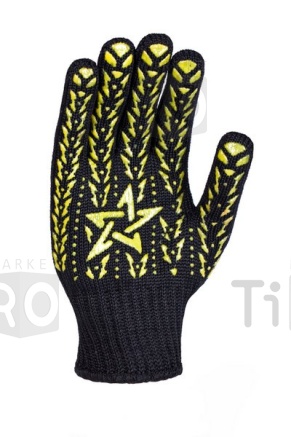 Перчатки черные с желтым ПВХ  7 класс (562) Звезда