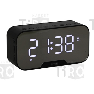 Часы Ladecor Chrono зеркальные, будильник, термометр, радио, блютус спикер, USB,13,5*4,5*5см, пластик