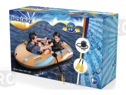 Лодка надувная 185x97см. с веслами и ножным насосом, заплатка для ремонта Bestway Kondor 2000, 61142 Лодка надувная 185x97см. с веслами и ножным насосом, заплатка для ремонта Bestway Kondor 2000, 61142