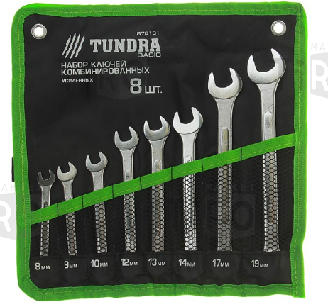 Набор ключей Tundra 878131 комбинированных усиленных в сумке, 8 - 19 мм, 8 штук