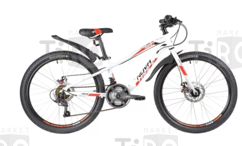 Велосипед Novatrack 24" Prime, 140696 алюминиевая рама 11", белый, 18-скоростей, TY21/TS38/SG-6SI, диск тормозной STG