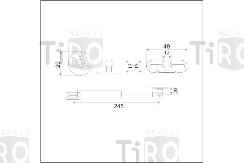 Лифт газовый TRODOS MN 100N silver