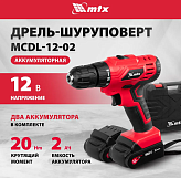 Дрель-шуруповерт аккумуляторная MCDL-12-02, Li-Ion, 12 В, MTX 26182