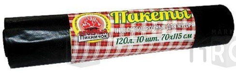 Мешки Мегапак ПВД 120л. "Веселый пикничок" 10шт. (43 мкм) Мешки Мегапак ПВД 120л. "Веселый пикничок" 10шт. (43 мкм)