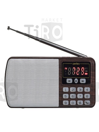 Радиоприемнтк цифровой Perfeo Егерь FM+70-108МГц/МР3, коричневый