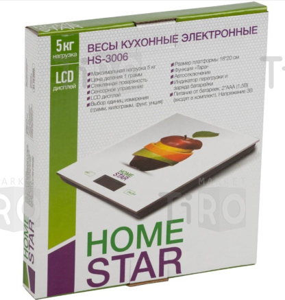 Весы кухонные электронные HomeStar HS-3006, 5 кг, яблоко