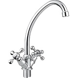 Смеситель Cron CN4008-2 для кухни, высокий излив, двуручный,керам. кран-букса, гайка