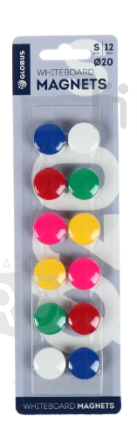 Магнит для магнитно-маркерной доски, d-20мм, 12 штук, 4 цвета, FQ-2012