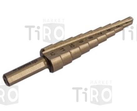 Сверло ступенчатое Grepp 206-0002, 9 ступеней, 4-12мм, 6-ти, хвостовик Сверло ступенчатое Grepp 206-0002, 9 ступеней, 4-12мм, 6-ти, хвостовик
