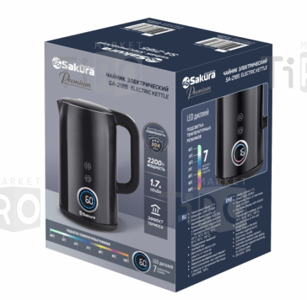 Чайник 1,7л. Sakura SA-2185DBK Premium, черный