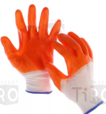 Перчатки нейлоновые с нитриловым покрытием 3/4 оранжевые