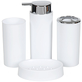 Набор для ванной комнаты 4 предмета: мыльница, стакан, дозатор, подставка для щеток, пластик, 607
