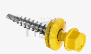Саморез кровельный со сверлом, прокладка (EPDM), 4,8*35 RAL 1018 цвет желтый (800 шт.)