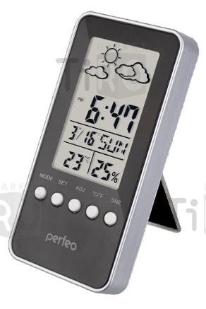 Часы - метеостанция, время, температура, дата, влажность (черный), Perfeo "Window" PF--S002A