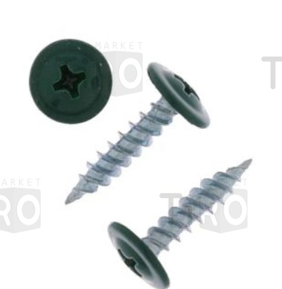 Саморез с пресс-шайбой острый 4,2*41 RAL 6005 цвет зеленый (150шт.) Саморез с пресс-шайбой острый 4,2*41 RAL 6005 цвет зеленый (150шт.)