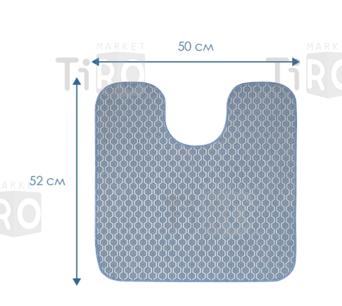 Коврик для туалета 50*52см, противоскользящий, 001-blue