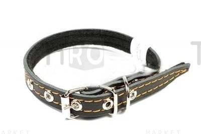 Ошейник кожа, 15мм, 1 слой, на синтепоне, 44см