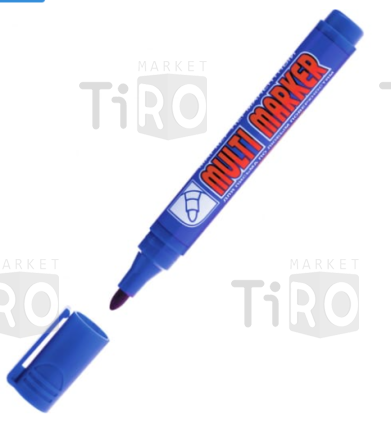 Маркер перманентный Crown "Multi Marker" синий, пулевидный, 3мм