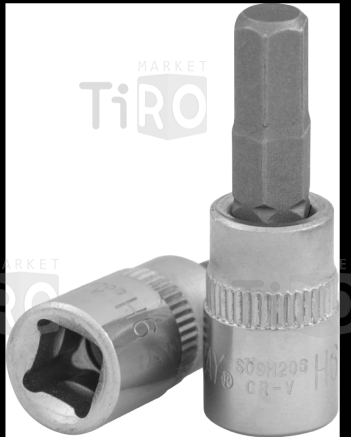 Головка 1/4"DR торцевая с вставкой шестигранной "Hex" S09H206, H-6 (6мм, L-37мм)