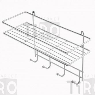 Полка в ванную 4 крючка (33*12,5*21см) белая АЛТ12 /8/