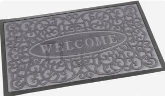 Коврик 60*90см придверный с ворсом на резиновой основе, серый