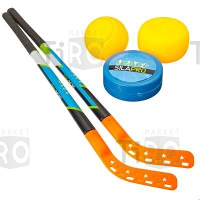 Набор для игры в хоккей на траве (2 клюшки 74см, шайба, мяч), пластик, Silapro 113