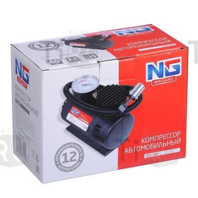 Компрессор автомобильный Цилиндр, 60Вт, 12л/мин, переходники New Galaxy 713-100
