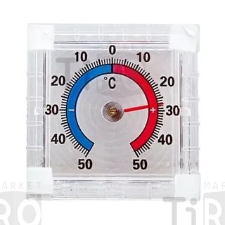 Термометр оконный биметаллический квадратный, СН-207, от -50 до +50