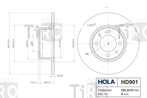 Тормозные диски 2101-07 HOLA HD901, 2 шт    