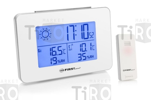 Часы -метеостанция беспроводной датчик, комнатная и уличая температура, влажность, часы будильник FIRST FA-2461-6WI
