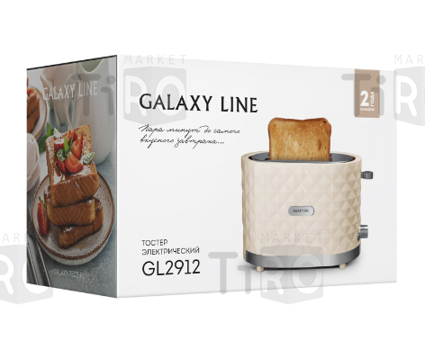Тостер  Galaxy GL-2912, 1200Вт, теплоизолированный корпус, регулятор, бежевый