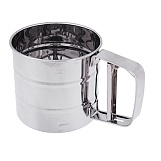 Кружка-сито для просеивания муки с двойным ситовым дном нержавеющая сталь Д10см 500мл 40028