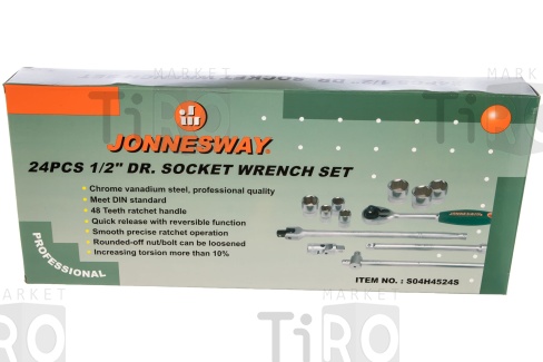 Набор головок торцевых 1/2"DR, 10-32 мм, 24 предмета Jonnesway S04H4524S