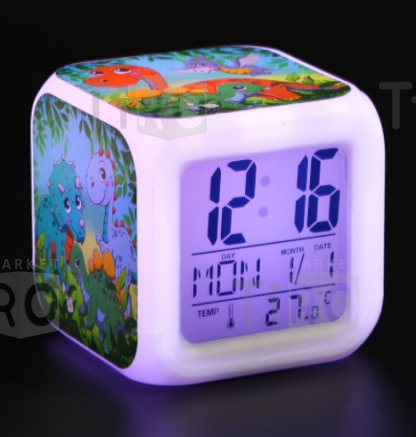 Часы-будильник 9х9х9см, календарь, термометр, LED подсветка, пластик Ladecor Chrono 529-197