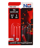 Лампа светодиодная NG T5 (COB 1W), 12В, красный, 2 шт., блистер