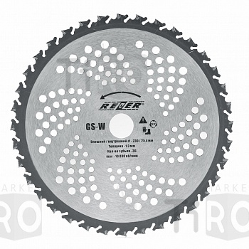 Нож для триммера Rezer GS-W, 255*25,4*1,3*36Т 36 зубьев Нож для триммера Rezer GS-W, 255*25,4*1,3*36Т 36 зубьев