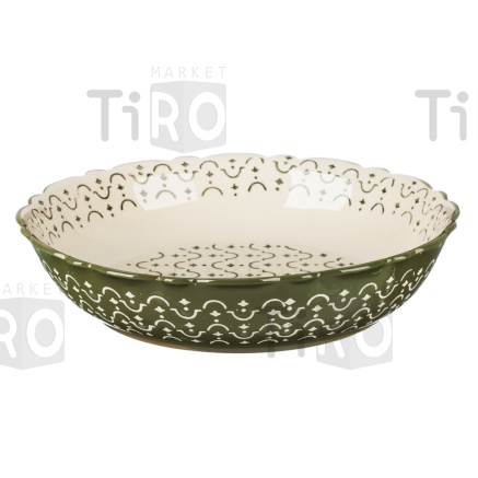 Форма для запекания и сервировки, круглая с ручками, керамика, 25,5х5,5см, 1,6л. By Collection 826-350