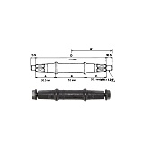 Ось каретки под квадрат, 160041, фиксация болтом, длина 30,5+52,0+30,5=113 мм, стальная, чёрная